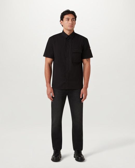 Belstaff Black Men's Scale Short Sleeve Shirt Garment Dye Cotton for men