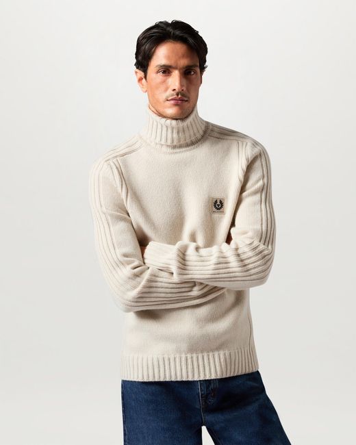 Belstaff Natural Men's Watch Rollneck Jumper Lambswool for men