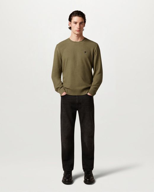 Belstaff Green Men's Coast Knitted Jumper Cotton Silk Pique for men