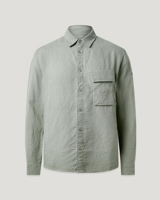 Belstaff Gray Men's Scale Shirt Garment Dyed Linen for men