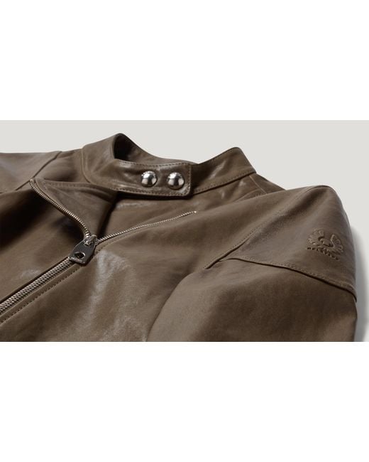 Belstaff Green Women's Russo Jacket Semi Veg Tan Leather