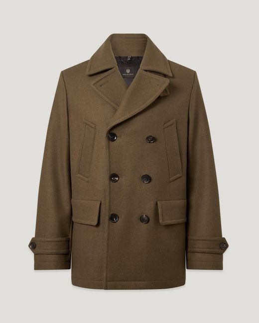 Belstaff Green Men's Milford Peacoat Wool Cashmere Blend for men