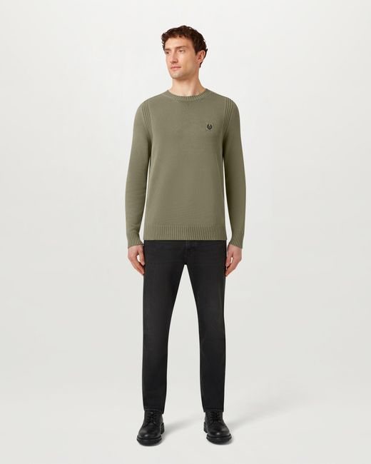 Belstaff Green Men's Watch Sweater Light Fade-out Garment Dye Cotton for men