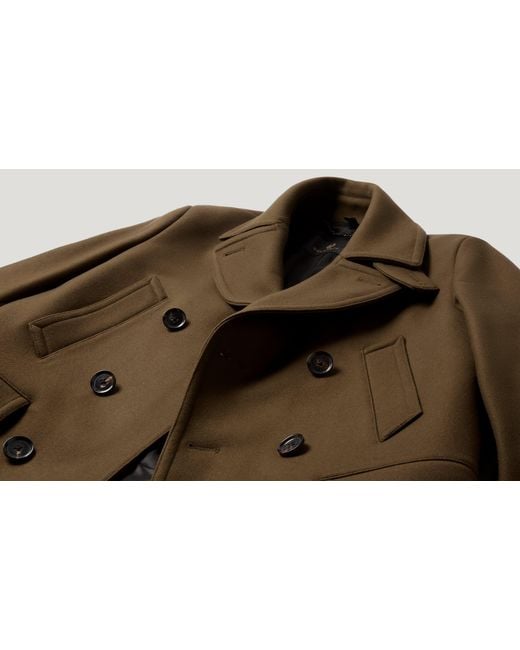 Belstaff Green Men's Milford Peacoat Wool Cashmere Blend for men