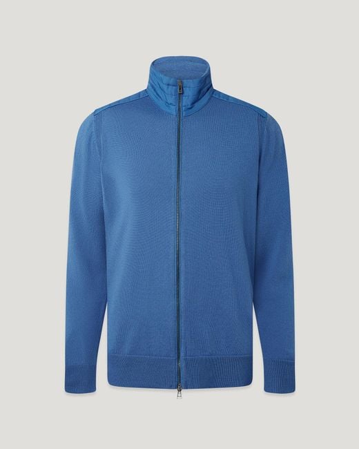 Belstaff Blue Men's Kelby Zip Cardigan Merino Wool for men