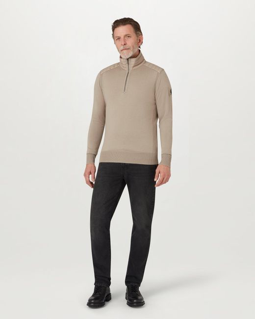 Belstaff Natural Men's Kilmington Quarter Zip Jumper Merino Wool for men