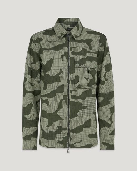 Belstaff Green Drome Overshirt Terrain Camo for men