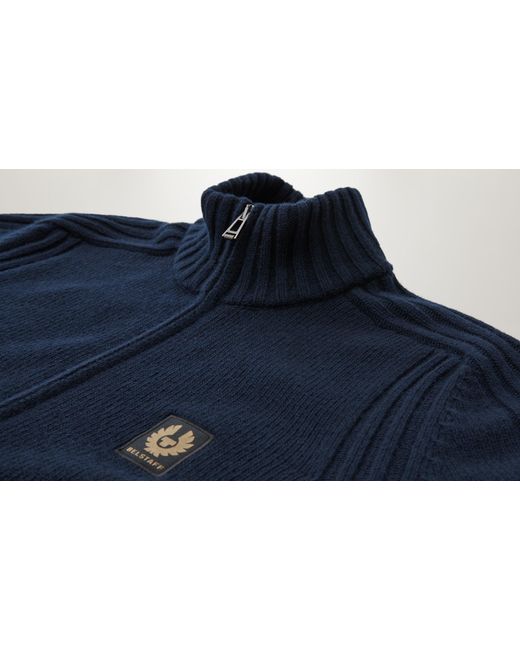 Belstaff Blue Men's Watch Zip Cardigan Lambswool for men