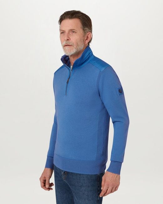 Belstaff Blue Men's Kilmington Quarter Zip Jumper Merino Wool for men