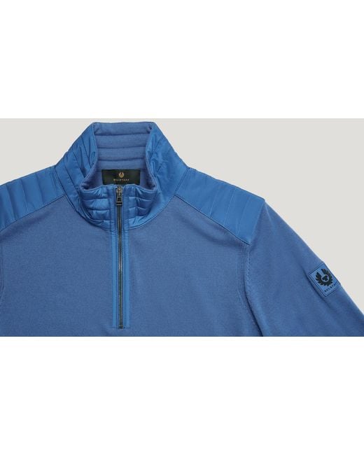 Belstaff Blue Men's Kilmington Quarter Zip Jumper Merino Wool for men