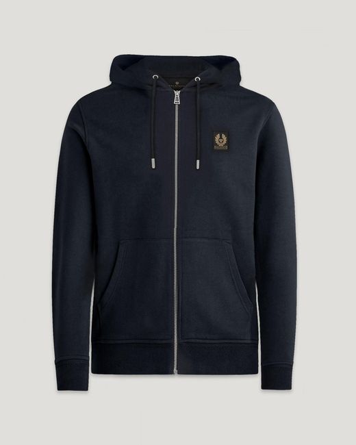 Belstaff Blue Men's Full Zip Hoodie Cotton Fleece for men