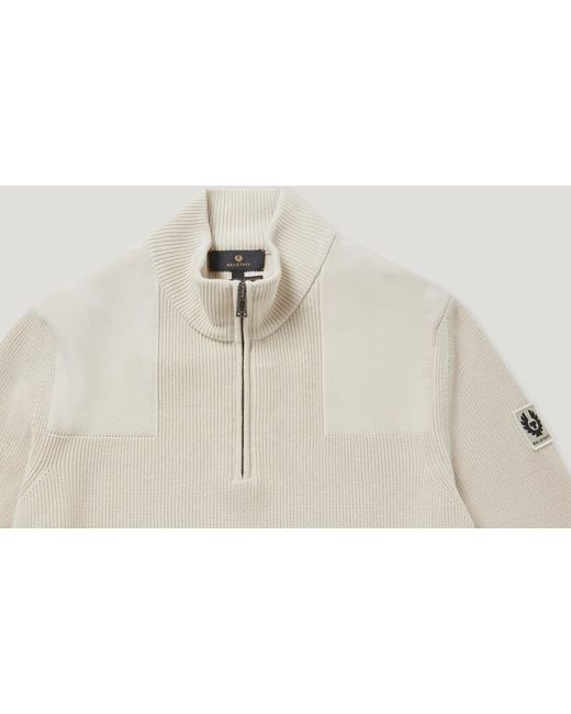 Belstaff Natural Commander Quarter Zip Jumper for men