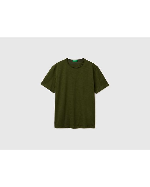 Benetton Green Benetton, Slub Cotton T-Shirt for men