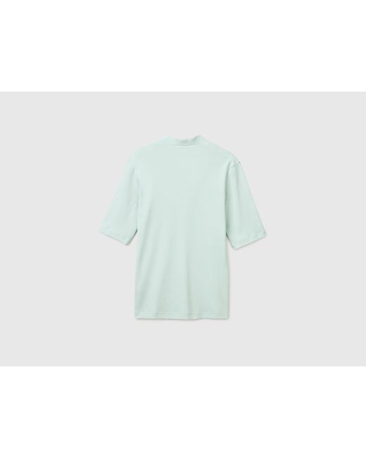 Benetton, T-Shirt Slim Fit En Coton À Fibres Longues, Taille, Bleu Vert, Femme Benetton en coloris Black
