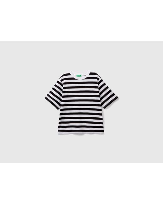 Benetton Black Striped Comfort Fit T-shirt