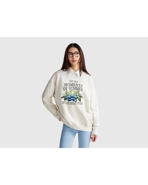 Benetton White Benetton, Sweatshirt With Fruit Print