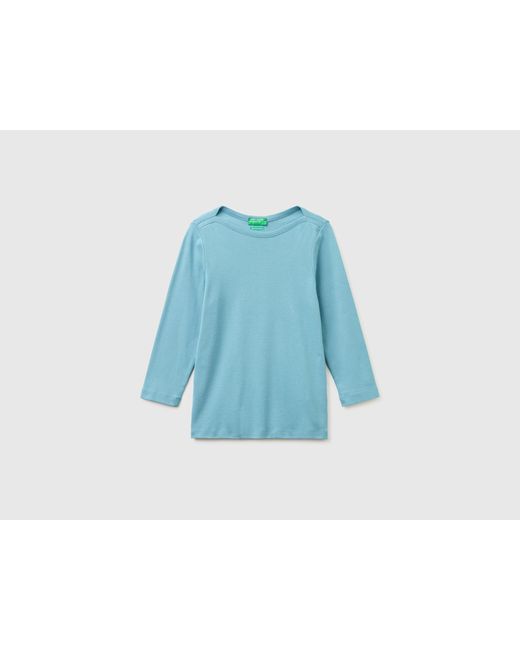 Benetton Blue Benetton, Slim Fit T-Shirt With Boat Neck