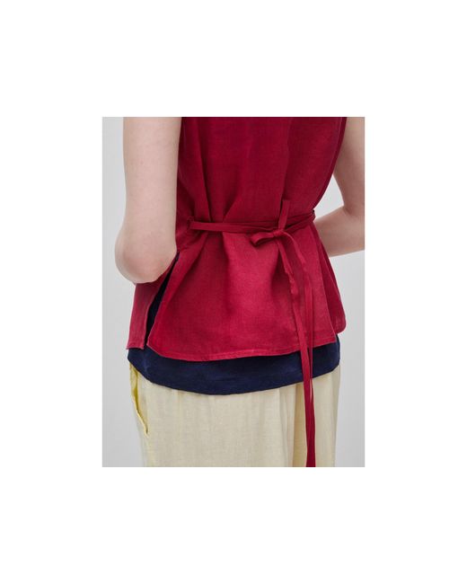 Benetton Red Benetton, 100% Linen Tank Top With Strap