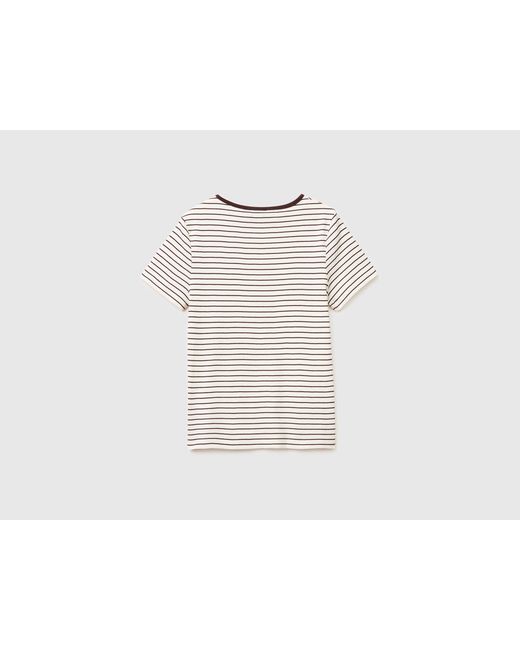 Benetton, T-Shirt Rayé À Col Rond, Taille, Marron, Femme Benetton en coloris Black