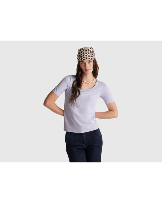 Benetton, T-Shirt Réversible Coupe Slim, Taille, Lilas, Femme Benetton en coloris Black
