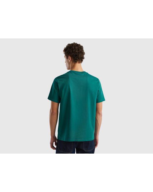 Camiseta Básica De 100 % Algodón Orgánico Benetton de hombre de color Black