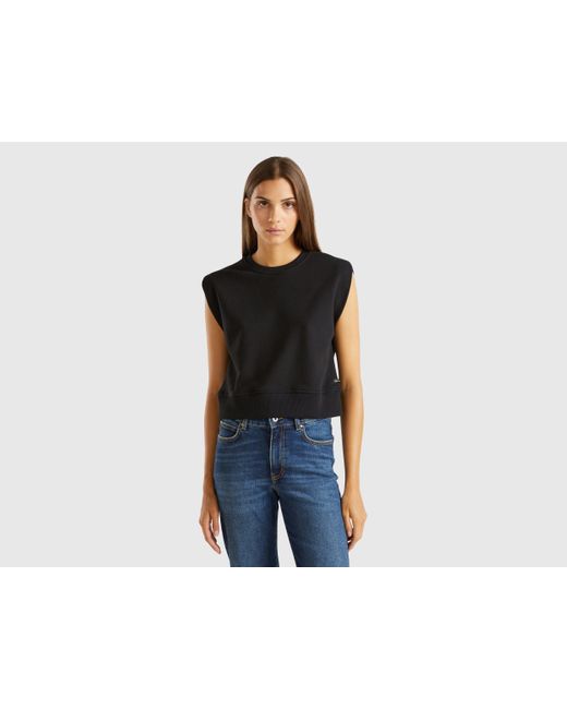 Benetton Black Benetton, Cropped Sweat Fabric Vest