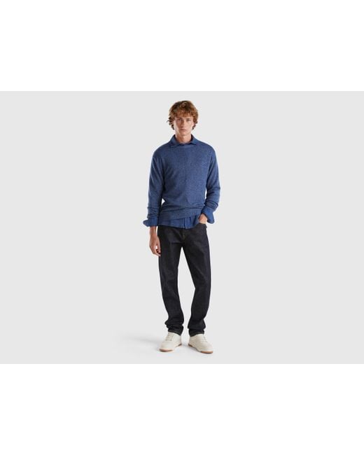 Benetton Blue Benetton, Crew Neck Sweater for men