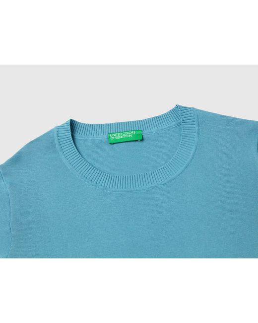 Benetton Blue Benetton, Powder Sweater With Short Sleeves