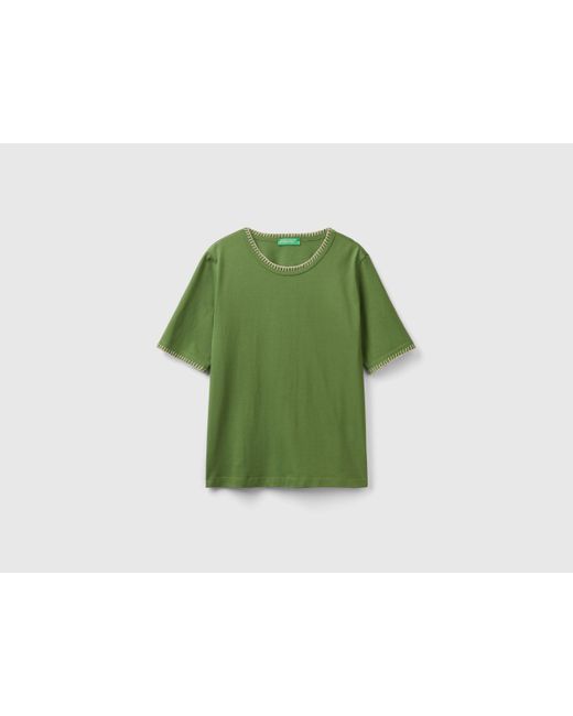 Camiseta De Algodón Con Cuello Redondo Benetton de color Green
