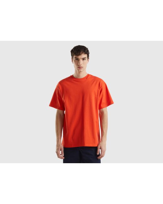 Benetton Over Fit T-shirt Aus Bio-baumwolle in Red für Herren