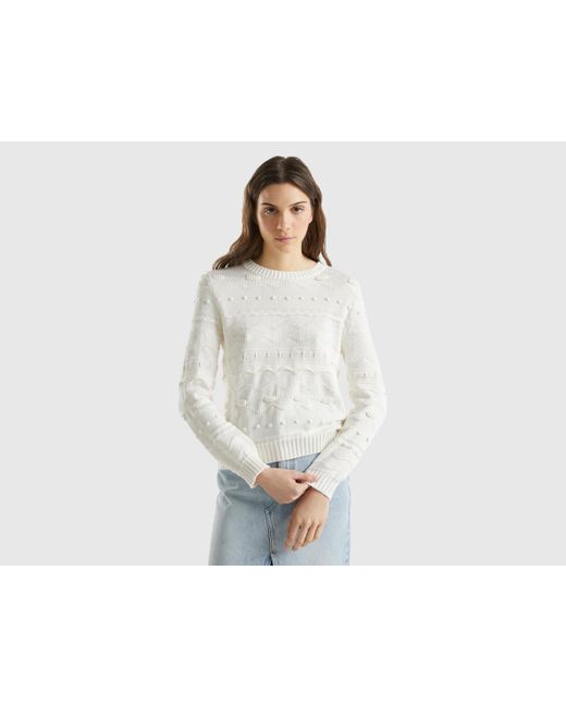 Benetton Creamy White Knitted Sweater