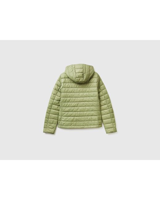 Benetton Green Benetton, Lightweight Padded Jacket With Hood