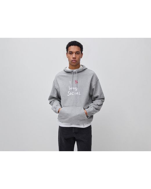 Benetton Gray Benetton, Sweatshirt With Hood And Slogan Print for men