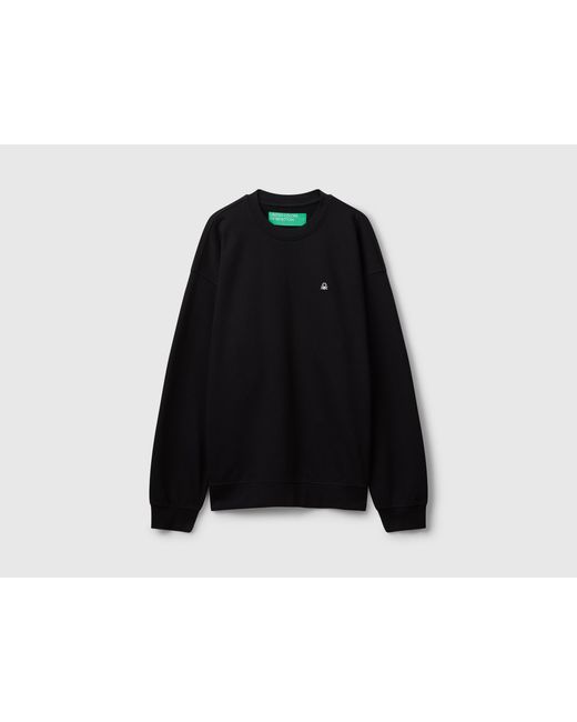 Benetton, Sudadera Con Parche De Logo, Talla, Negro, Hombre Benetton de hombre de color Black