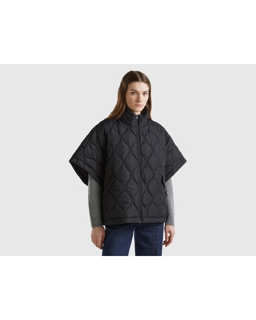 Benetton Black Benetton, Quilted Cape With Lightweight Padding