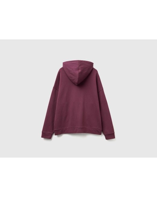 Benetton, Sudadera Con Capucha Y Cremallera 100 Algodón, Talla, Ciruela, Mujer Benetton de color Purple