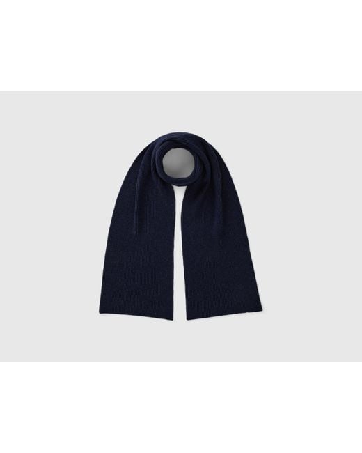 Benetton Blue Scarf In Wool And Cashmere Blend for men