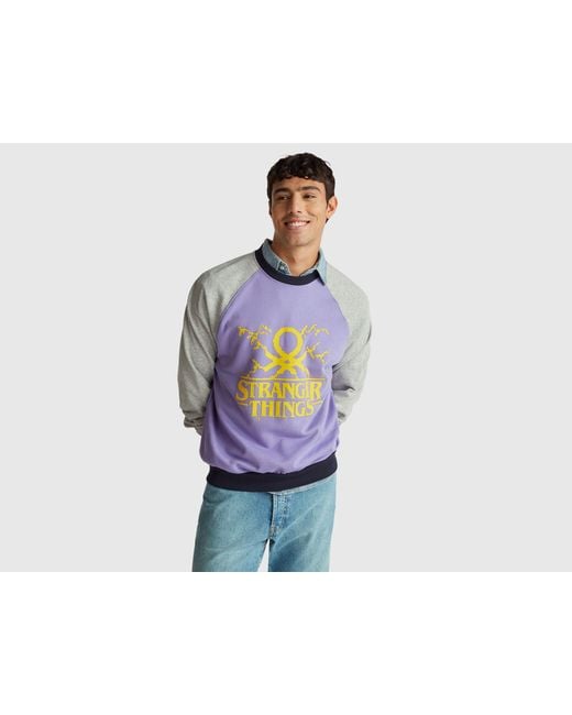 Benetton, Sudadera De Corte Holgado De Stranger Things, Talla, Azul Violáceo, Hombre Benetton de hombre de color Black