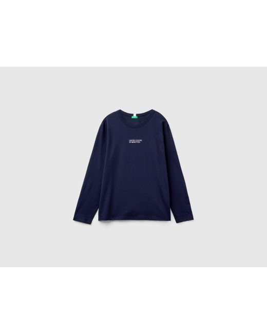 Benetton Blue Long Sleeve 100% Cotton Top for men