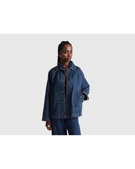 Benetton Blue Benetton, Short Denim Trench Coat