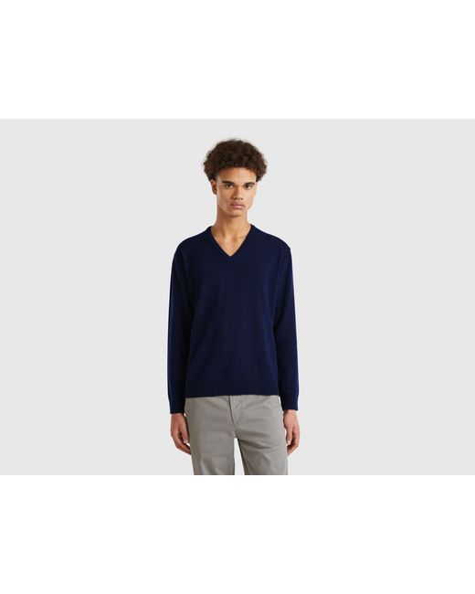 Benetton Blue Benetton, V-Neck Sweater for men