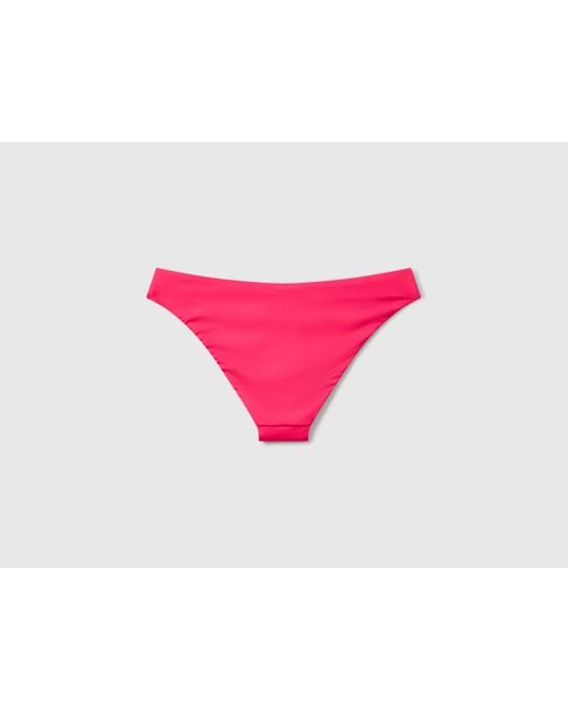 Benetton, Braguita De Baño Básica En Econyl, Fucsia, Mujer Benetton de color Red