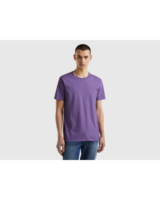 Camiseta Morada De Algodón Flameado Benetton de hombre de color Purple
