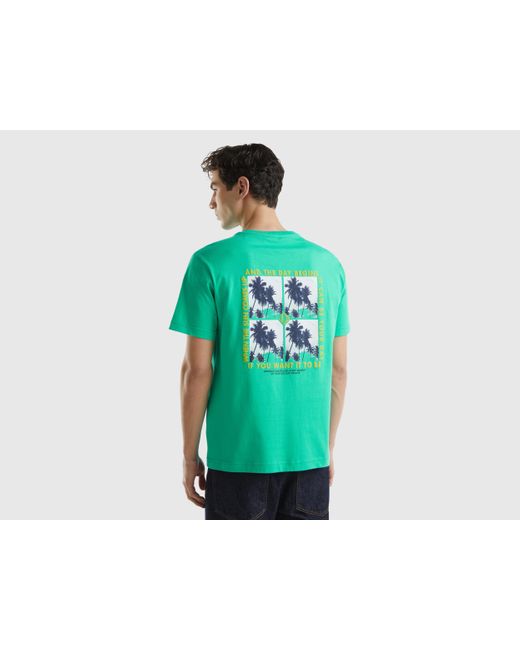 T-shirt À Imprimé Devant Et Derrière Benetton pour homme en coloris Green