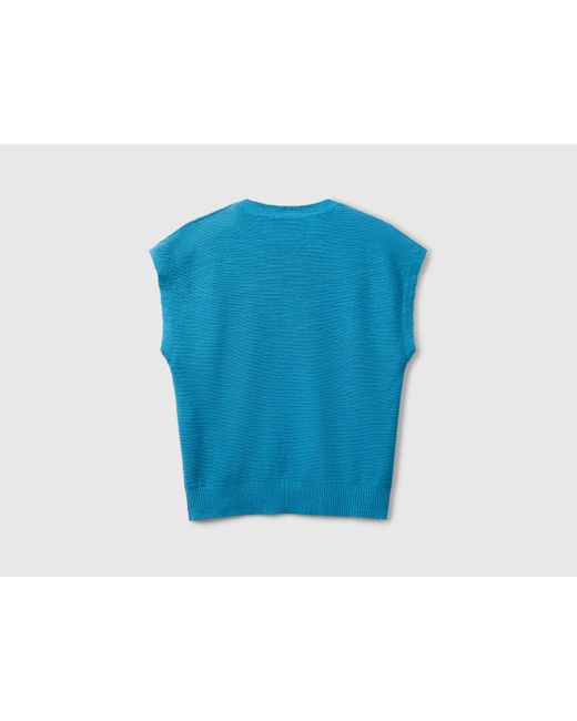 Benetton, Gilet En Coton Et Lin Mélangés, Canard, Femme Benetton en coloris Blue