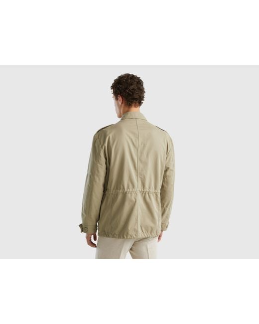 Benetton Green Jacket With Pockets And Drawstring for men