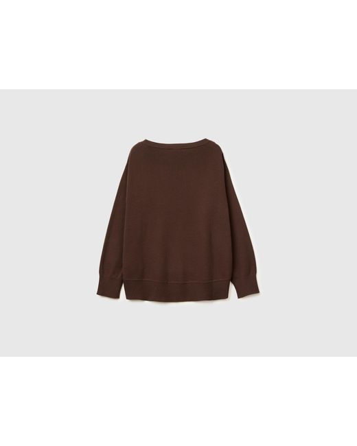 Benetton Brown Benetton, Premium Cotton Oversized Sweater
