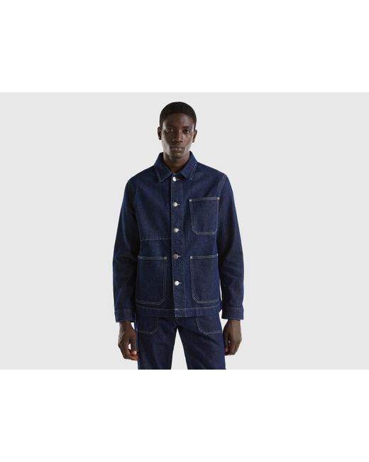 Benetton Blue Workwear Denim Jacket for men