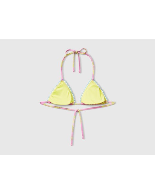 Benetton Black Benetton, Padded Triangle Bikini Top With Flower Print