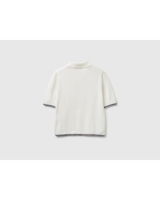 Benetton Black Benetton, 100% Merino Wool Polo Shirt